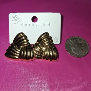 Chic Gold-Toned Stainless Steel Earrings